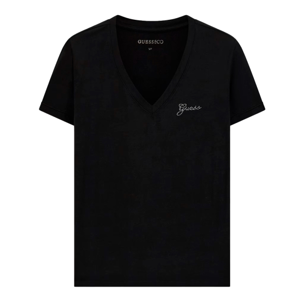 Guess T-shirts hauts et polos Noir - T-shirt avec logo en strass - M - Ref 36 €